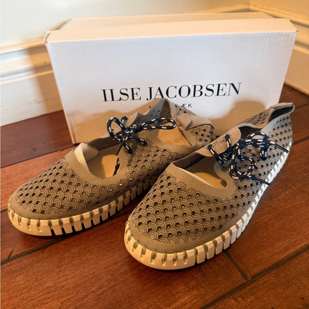 Ilse Jacobsen Women's Patterned Gray Flats